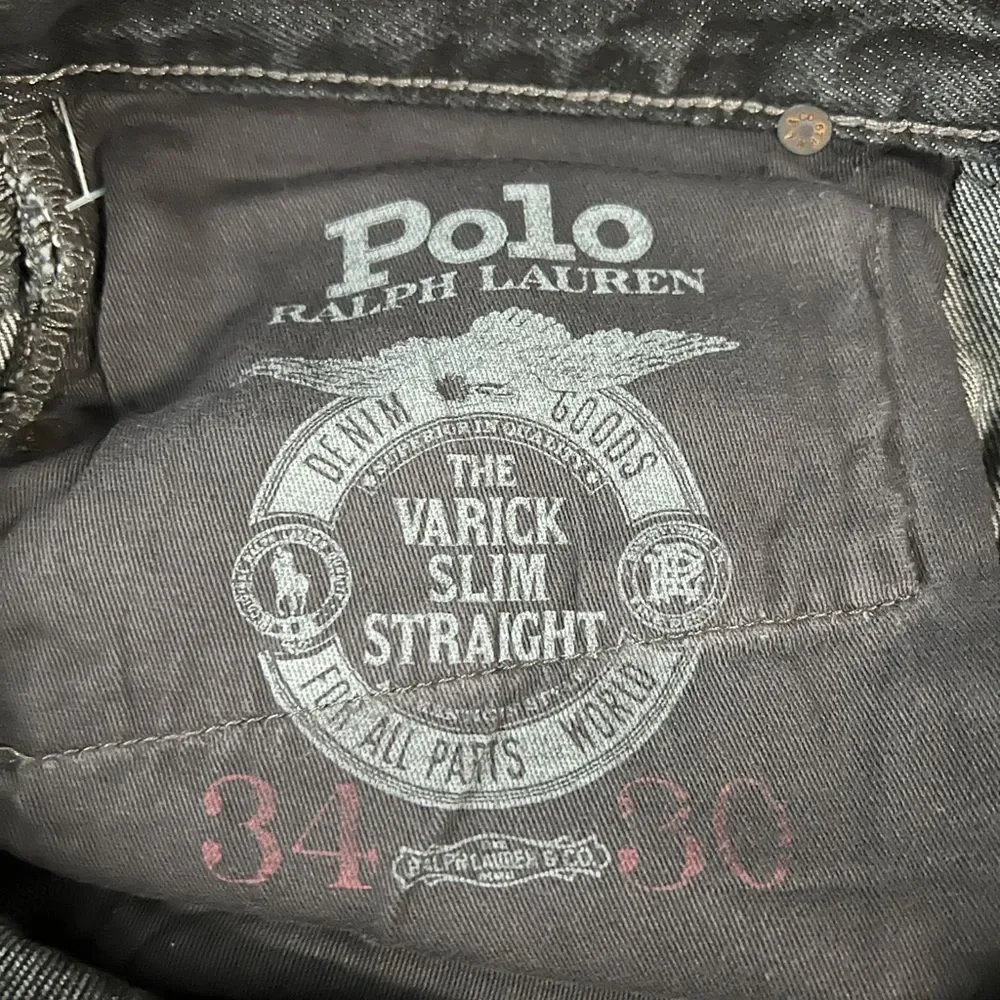 Polo by Ralph Lauren Black Straight Jeans with Distressed Design NEW. - Picture 3 of 7